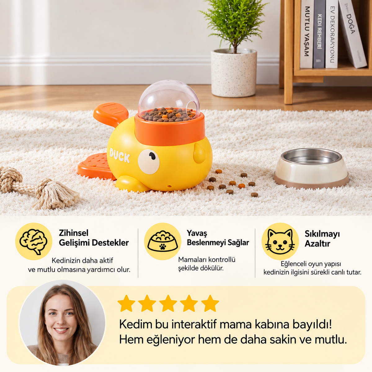 Kediler için İnteraktif Oyunlu Mama Dağıtıcı
