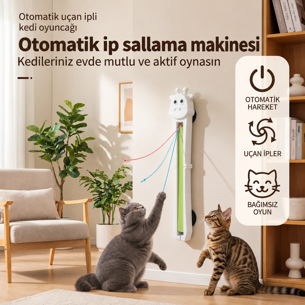 Etkileşimli ve Bağımsız Oyun İçin Otomatik Kedi Oyuncağı