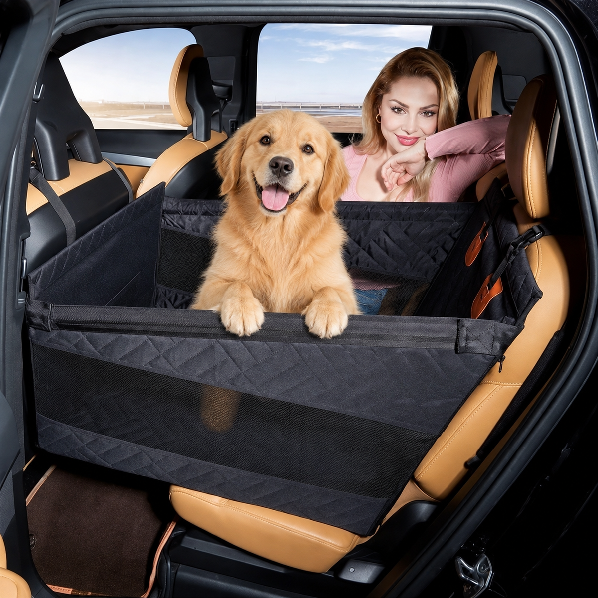 Köpekler için Sert Tabanlı Tekli Araba Koltuğu Uzatıcı