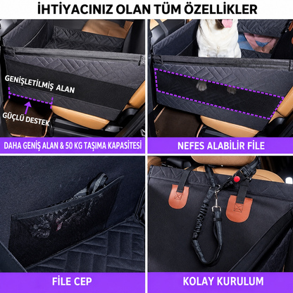 Köpekler için Sert Tabanlı Tekli Araba Koltuğu Uzatıcı