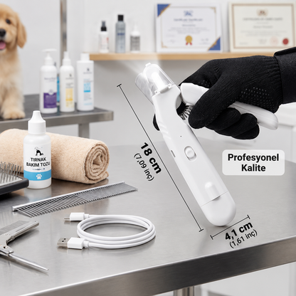 2'si 1 arada Profesyonel Köpek Tırnak Makası ve Törpüsü – Ultra Sessiz ve Şarj Edilebilir