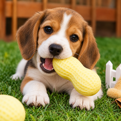 Köpekler için dayanıklı, ses çıkaran fıstık şeklinde çiğneme oyuncağı.