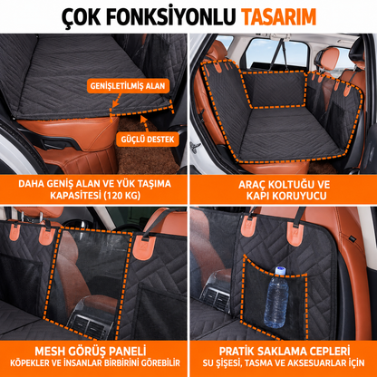 Köpekler için Sert Tabanlı Araba Koltuğu Uzatıcı
