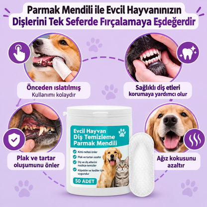 Evcil Hayvanlar İçin Diş Temizleme Parmak Mendilleri