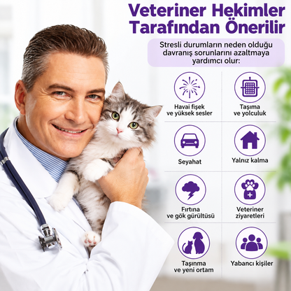 Köpekler ve Kediler için Feromonlu Sakinleştirici Tasma