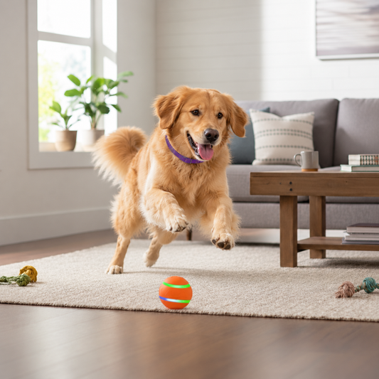 Sağlam ve dayanıklı, kendiliğinden yuvarlanan köpek oyuncağı topu