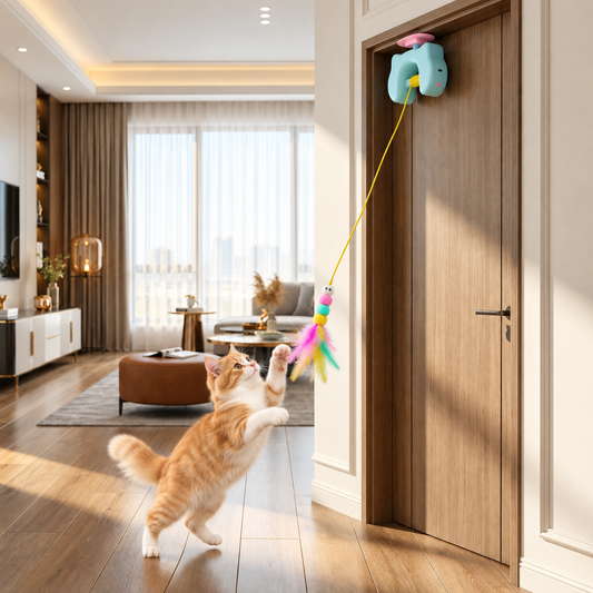Etkileşimli Kedi Tüy Oyuncağı – Elektrikli Kapıya Asılan Otomatik Sallanan Kedi Oyuncağı