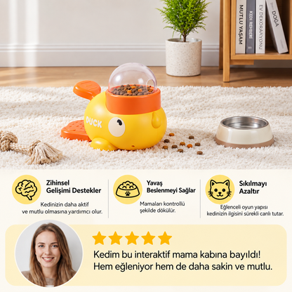 Kediler için İnteraktif Oyunlu Mama Dağıtıcı