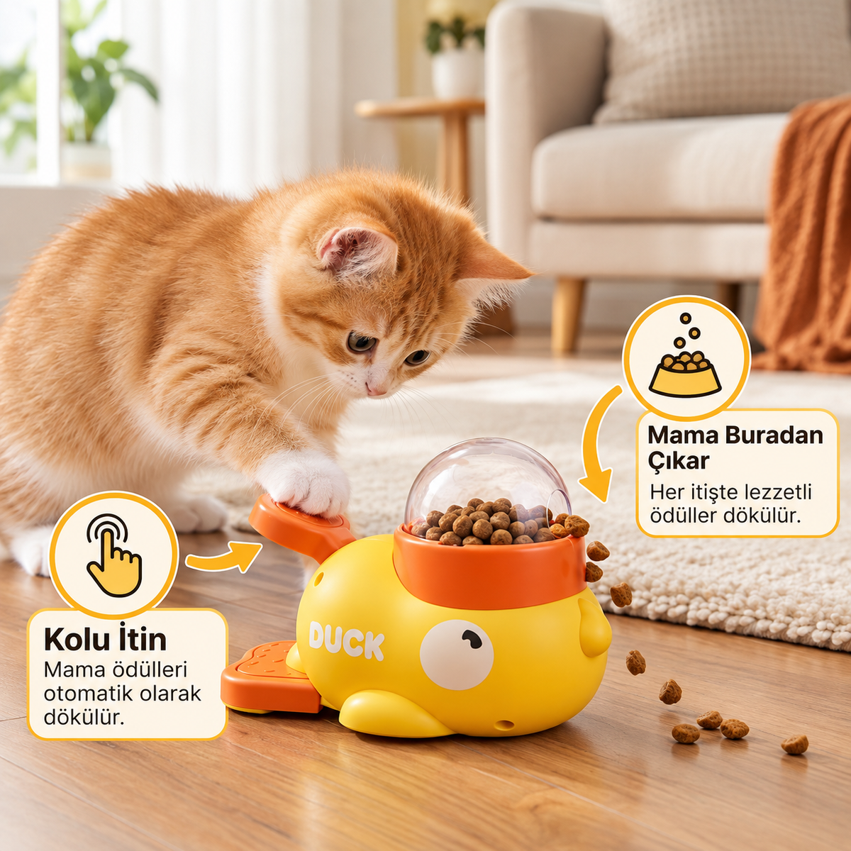 Kediler için İnteraktif Oyunlu Mama Dağıtıcı