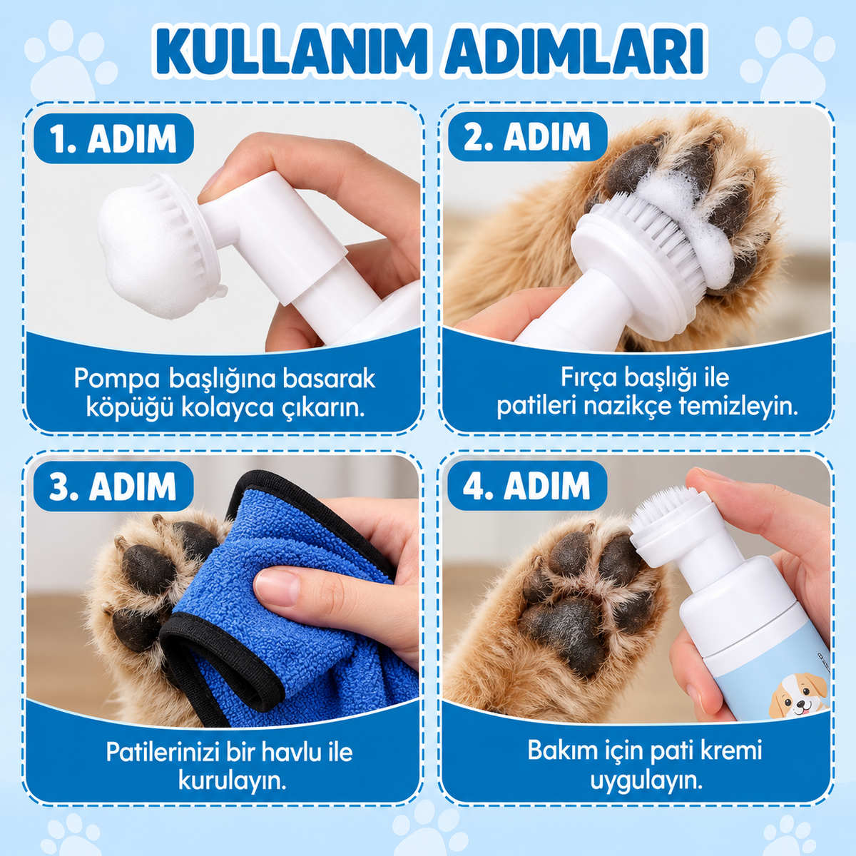 Köpekler için Fırçalı, Susuz Pati Temizleme Köpüğü