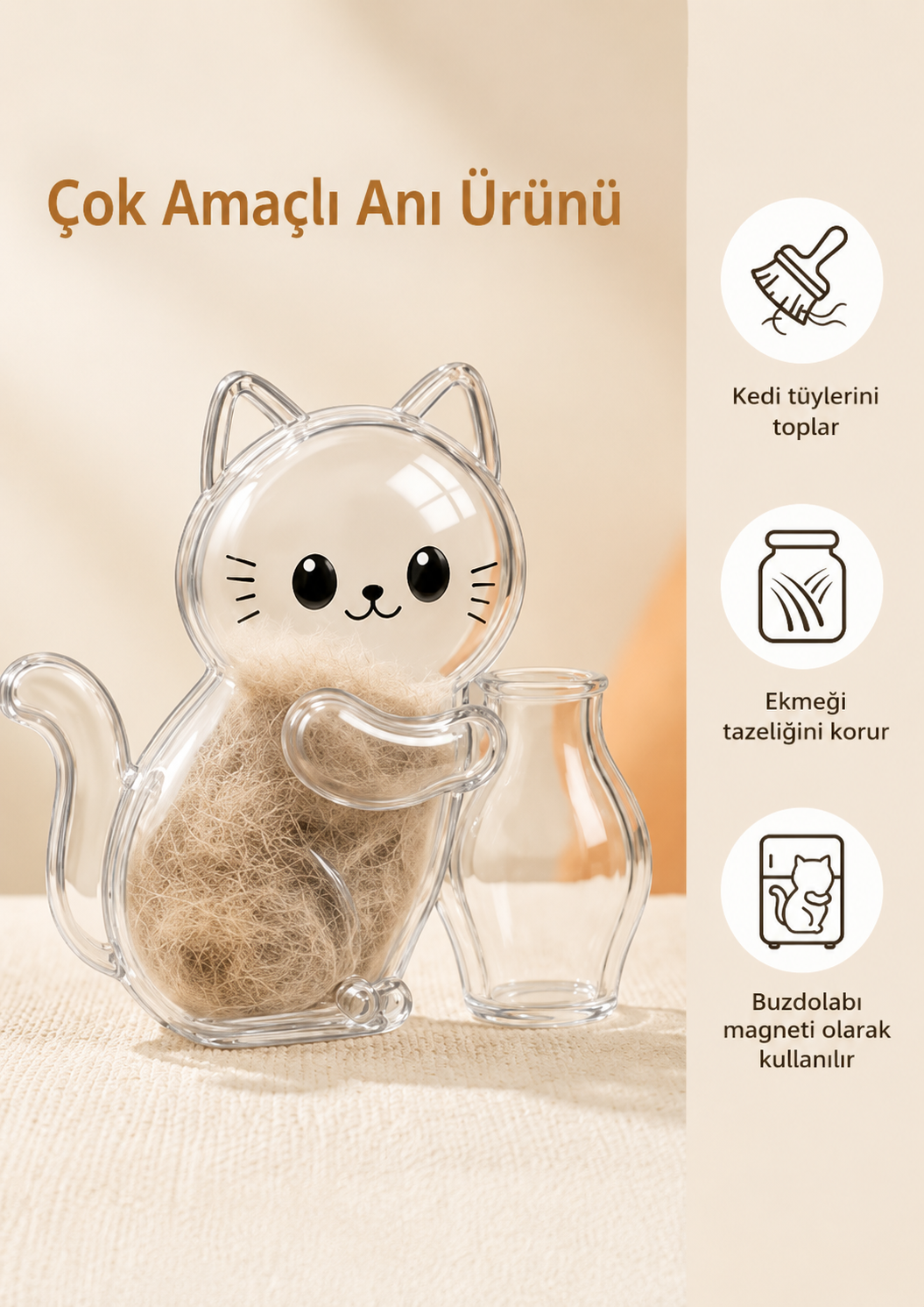 Şeffaf Kedi Tüyü Saklama Kapsülü